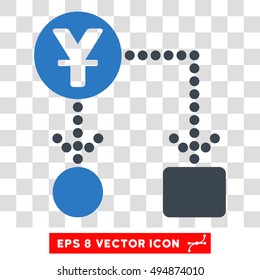 Vector Yuan Cashflow EPS vector pictogram. Illustration style is flat iconic bicolor smooth blue symbol on a transparent background.