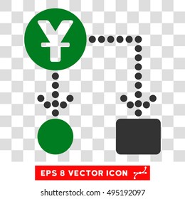 Vector Yuan Cashflow EPS vector pictograph. Illustration style is flat iconic bicolor green and gray symbol on a transparent background.