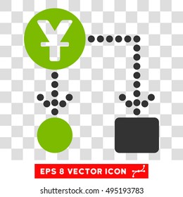 Vector Yuan Cashflow EPS vector pictograph. Illustration style is flat iconic bicolor eco green and gray symbol on a transparent background.
