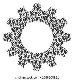 Vector yuan icons are formed into cogwheel mosaic. Equipment design concept constructed of yuan components.