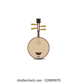 Vector yueqin icon isolated on white background. Chinese string plucked musical instrument.