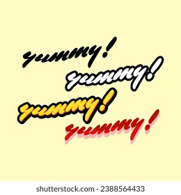 Vector yum yum texto para su diseño o negocio