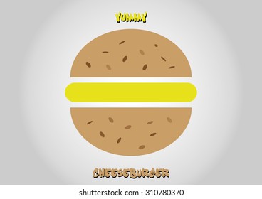Vector yummy cheeseburger, stock illustration.
