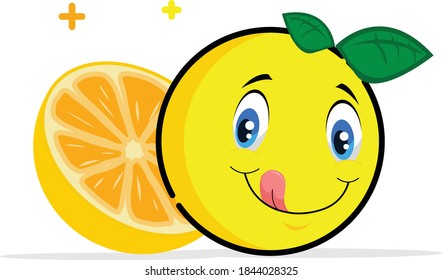 Vector yummy emoticon with her tongue out 