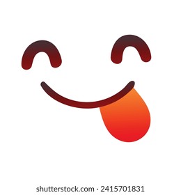Vector yummy smile emoji with tongue lick mouth.