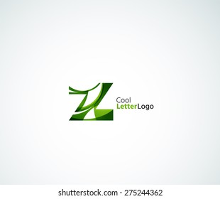 Vector Z alphabet letter logo. Created with transparent colorful overlapping geometric shapes, waves and flowing elements