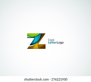 Logo de la letra del alfabeto vector Z. Creado con formas geométricas, ondas y elementos fluidos transparentes y coloridos