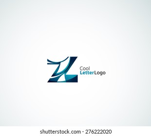 Vector Z alphabet letter logo. Created with transparent colorful overlapping geometric shapes, waves and flowing elements