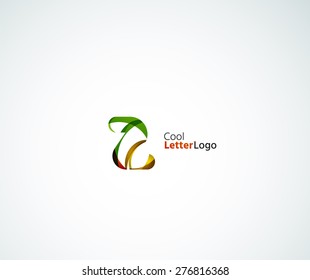 Logo de la letra del alfabeto vector Z. Creado con formas geométricas, ondas y elementos fluidos transparentes y coloridos