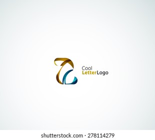 Vector Z alphabet letter logo. Created with transparent colorful overlapping geometric shapes, waves and flowing elements