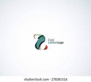 Vector Z alphabet letter logo. Created with transparent colorful overlapping geometric shapes, waves and flowing elements