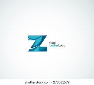 Vector Z alphabet letter logo. Created with transparent colorful overlapping geometric shapes, waves and flowing elements