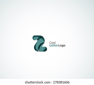 Vector Z alphabet letter logo. Created with transparent colorful overlapping geometric shapes, waves and flowing elements