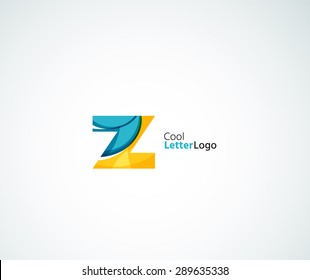 Vector Z alphabet letter logo. Created with transparent colorful overlapping geometric shapes, waves and flowing elements