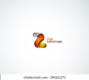 Vector Z alphabet letter logo. Created with transparent colorful overlapping geometric shapes, waves and flowing elements