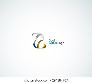 Vector Z alphabet letter logo. Created with transparent colorful overlapping geometric shapes, waves and flowing elements