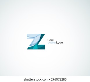 Vector Z alphabet letter logo. Created with transparent colorful overlapping geometric shapes, waves and flowing elements
