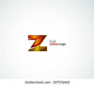 Vector Z alphabet letter logo. Created with transparent colorful overlapping geometric shapes, waves and flowing elements