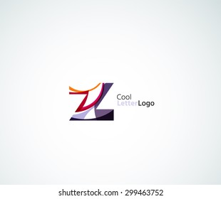 Vector Z alphabet letter logo. Created with transparent colorful overlapping geometric shapes, waves and flowing elements