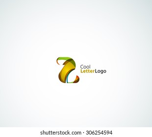Vector Z alphabet letter logo. Created with transparent colorful overlapping geometric shapes, waves and flowing elements