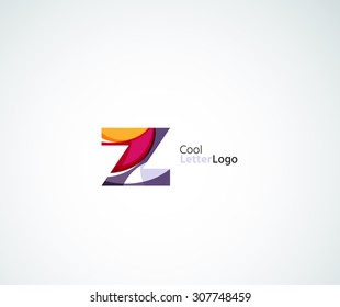 Vector Z alphabet letter logo. Created with transparent colorful overlapping geometric shapes, waves and flowing elements