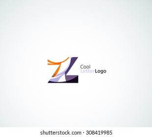 Vector Z alphabet letter logo. Created with transparent colorful overlapping geometric shapes, waves and flowing elements