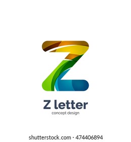 Vector Z letter logo, modern abstract geometric elegant design, shiny light effect. Created with flowing waves