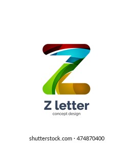 Logotipo de letra vectorial Z, diseño moderno abstracto geométrico elegante, efecto luminoso brillante. Creado con ondas fluidas