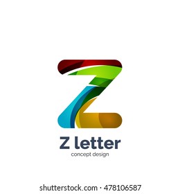 Vector Z letter logo, modern abstract geometric elegant design, shiny light effect. Created with flowing waves