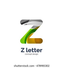 Vector Z letter logo, modern abstract geometric elegant design, shiny light effect. Created with flowing waves