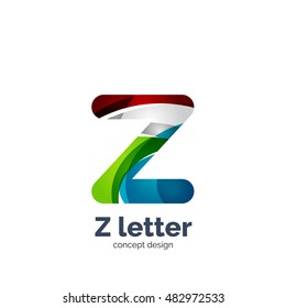 Vector Z letter logo, modern abstract geometric elegant design, shiny light effect. Created with flowing waves
