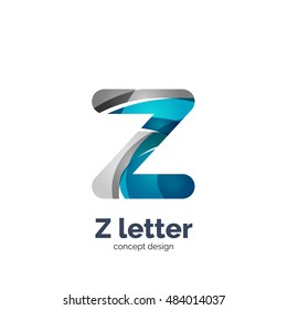 Vector Z letter logo, modern abstract geometric elegant design, shiny light effect. Created with flowing waves