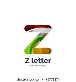 Vector Z letter logo, modern abstract geometric elegant design, shiny light effect. Created with flowing waves