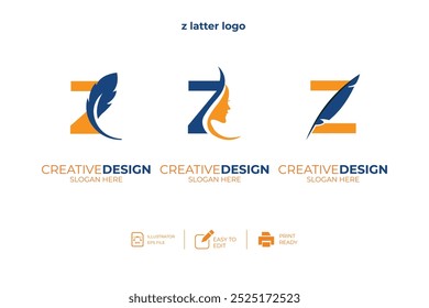 vector Z Letter minimalist creative business company Logo Design Free Icon 