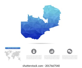 Vector Zambia Karte blaues Dreieck-Mosaik für die Präsentation. Kreatives Konzept für Infografik.