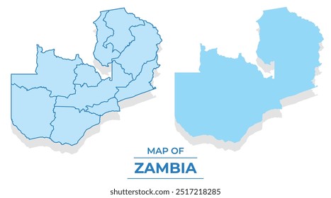 Vector Zambia map set simple flat and outline style illustration