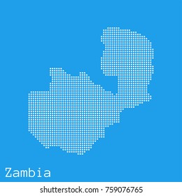 Vector Zambia map silhouette dotted on blue background