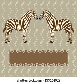 Vector zebra card with flower stripes pattern