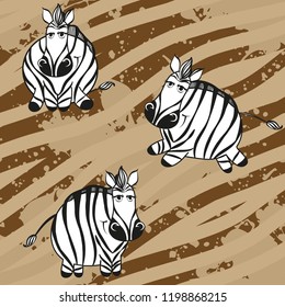 Vector zebra pattern for kids. Colorful seamless zebra, stripes and paint splash pattern. Perfect for greetings, invitations, manufacture wrapping paper, textile and web design. Vector pattern. 