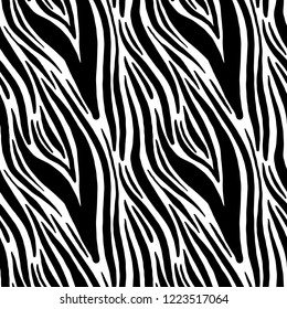 Vector zebra seamless pattern. Black and white beautiful texture. Perfectly for wrapping paper, bed linen, textile, fabric, cover, wallpaper, fashion, kids clothing, bags prints. 