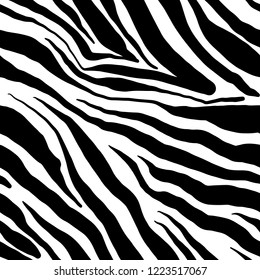 Vector zebra seamless pattern. Black and white beautiful texture. Perfectly for wrapping paper, bed linen, textile, fabric, cover, wallpaper, fashion, kids clothing, bags prints. 