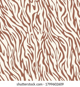 Vector zebra skin seamless pattern. Animal fur stripes texture ornament. Curved wavy lines  Stylish fashion illustration for design of fabric and textile.