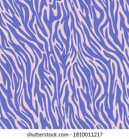 Vector zebra skin seamless pattern. Animal fur stripes texture ornament. Curved wavy lines  Stylish fashion illustration for design of fabric and textile.