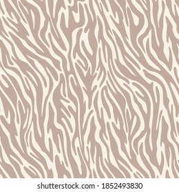 Vector zebra skin seamless pattern. Animal fur stripes texture ornament. Curved wavy lines  Stylish fashion illustration for design of fabric and textile.