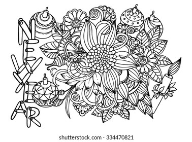  Vector zentangle  in black and white