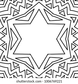 Vector Zentangle. Black and White Seamless Pattern for Adult Coloring Page. Mandala Ornament for Seamless Texture. Tribal Zentangle Pattern in Vintage Style