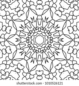 Vector Zentangle. Black and White Seamless Pattern for Adult Coloring Page. Mandala Ornament for Seamless Texture. Tribal Zentangle Pattern in Vintage Style