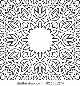 Vector Zentangle. Black and White Seamless Pattern for Adult Coloring Page. Mandala Ornament for Seamless Texture. Tribal Zentangle Pattern in Vintage Style