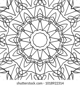 Vector Zentangle. Black and White Seamless Pattern for Adult Coloring Page. Mandala Ornament for Seamless Texture. Tribal Zentangle Pattern in Vintage Style