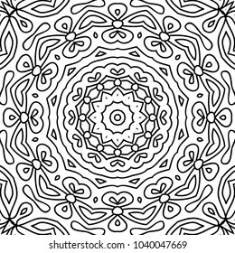 Vector Zentangle. Black and White Seamless Pattern for Adult Coloring Page. Mandala Ornament for Seamless Texture. Tribal Zentangle Pattern in Vintage Style